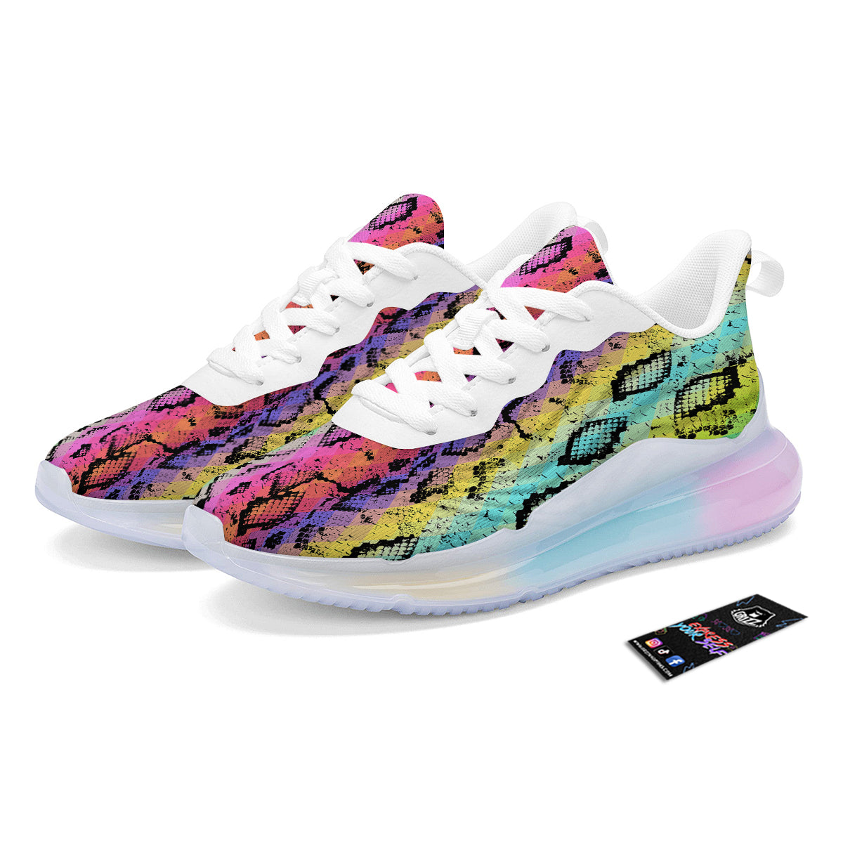 Snake Skin Psychedelic Print Running Sneakers-grizzshop