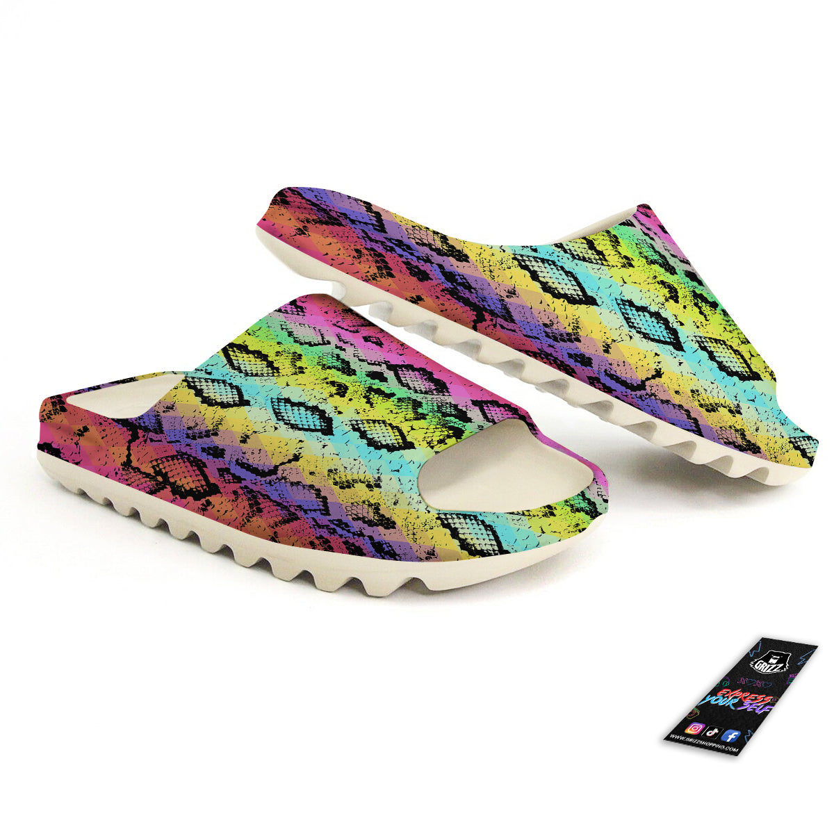 Snake Skin Psychedelic Print Sandals-grizzshop