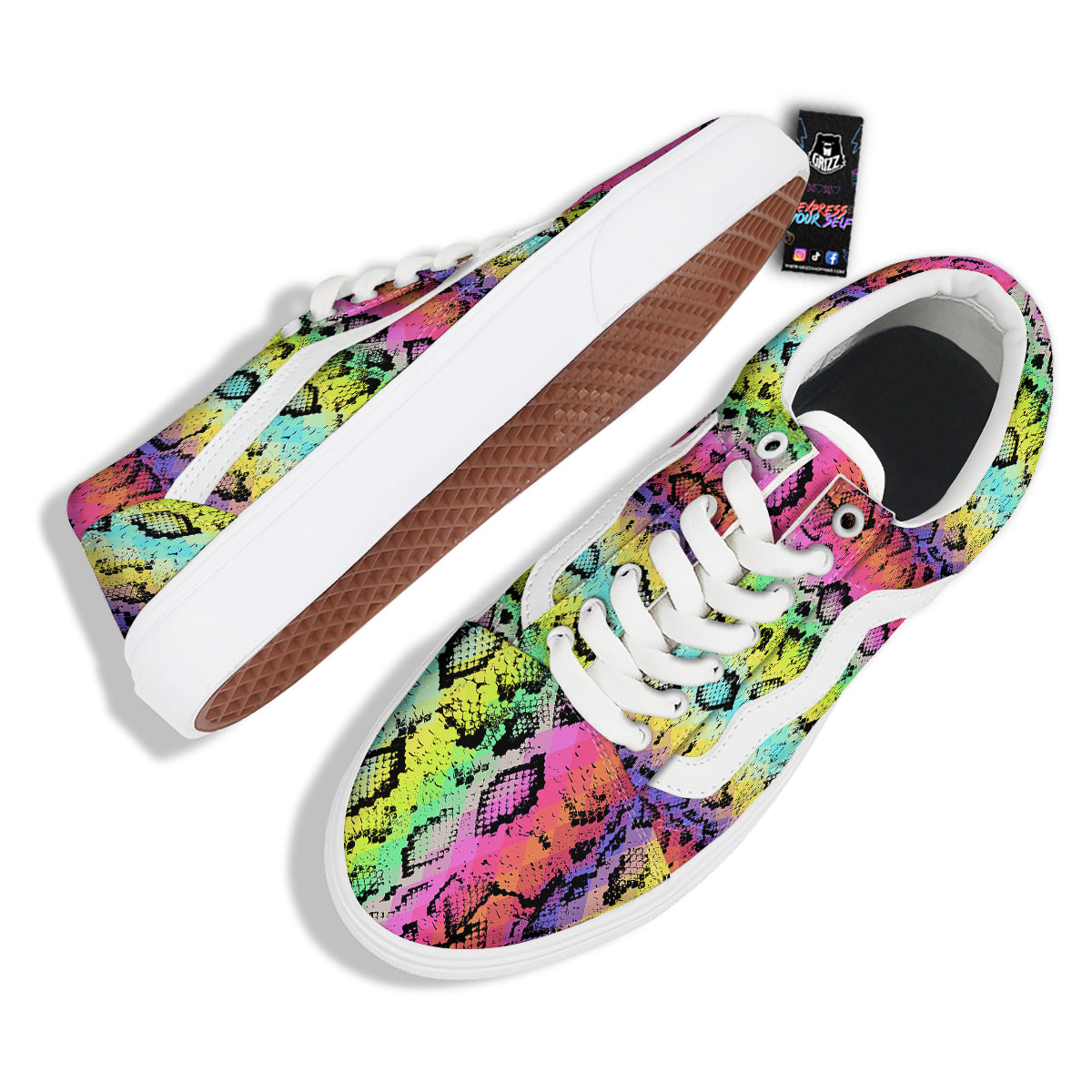 Snake Skin Psychedelic Print Skate Shoes-grizzshop