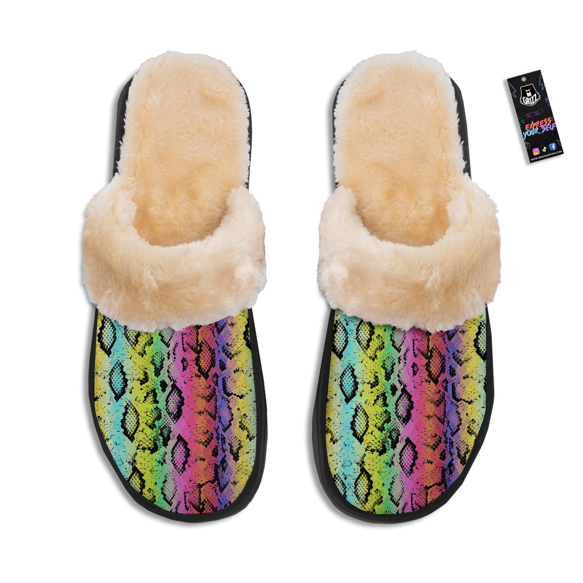 Snake Skin Psychedelic Print Slippers-grizzshop