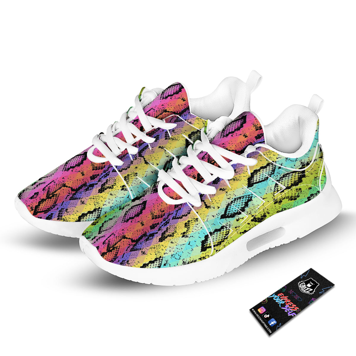 Snake Skin Psychedelic Print Tennis Shoes-grizzshop