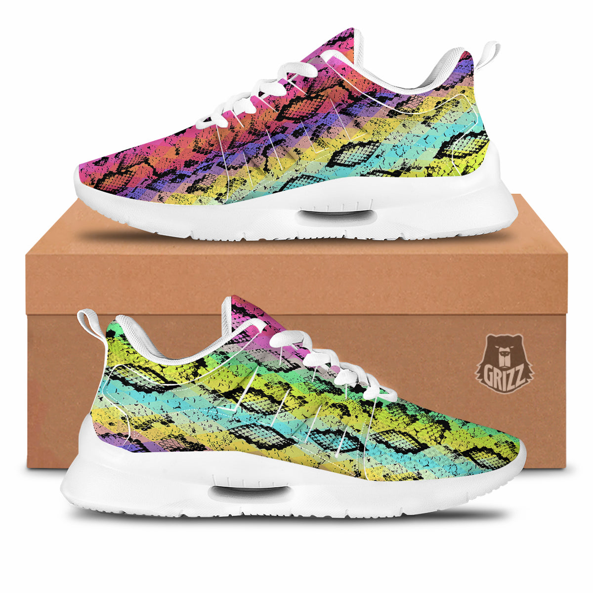Snake Skin Psychedelic Print Tennis Shoes-grizzshop