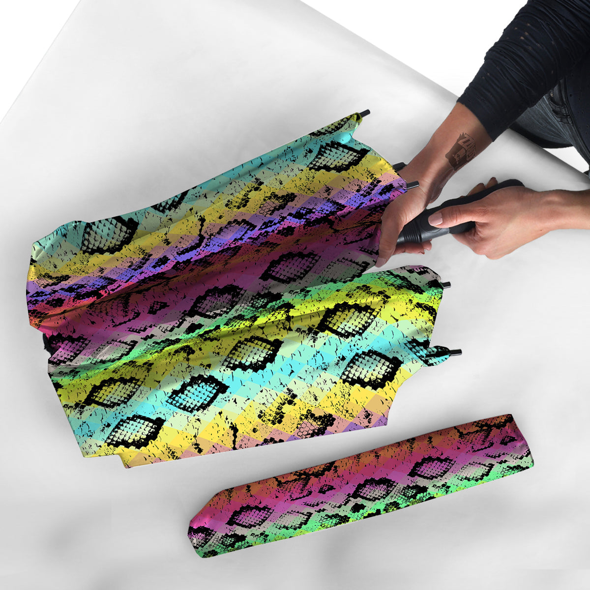 Snake Skin Psychedelic Print Umbrella-grizzshop