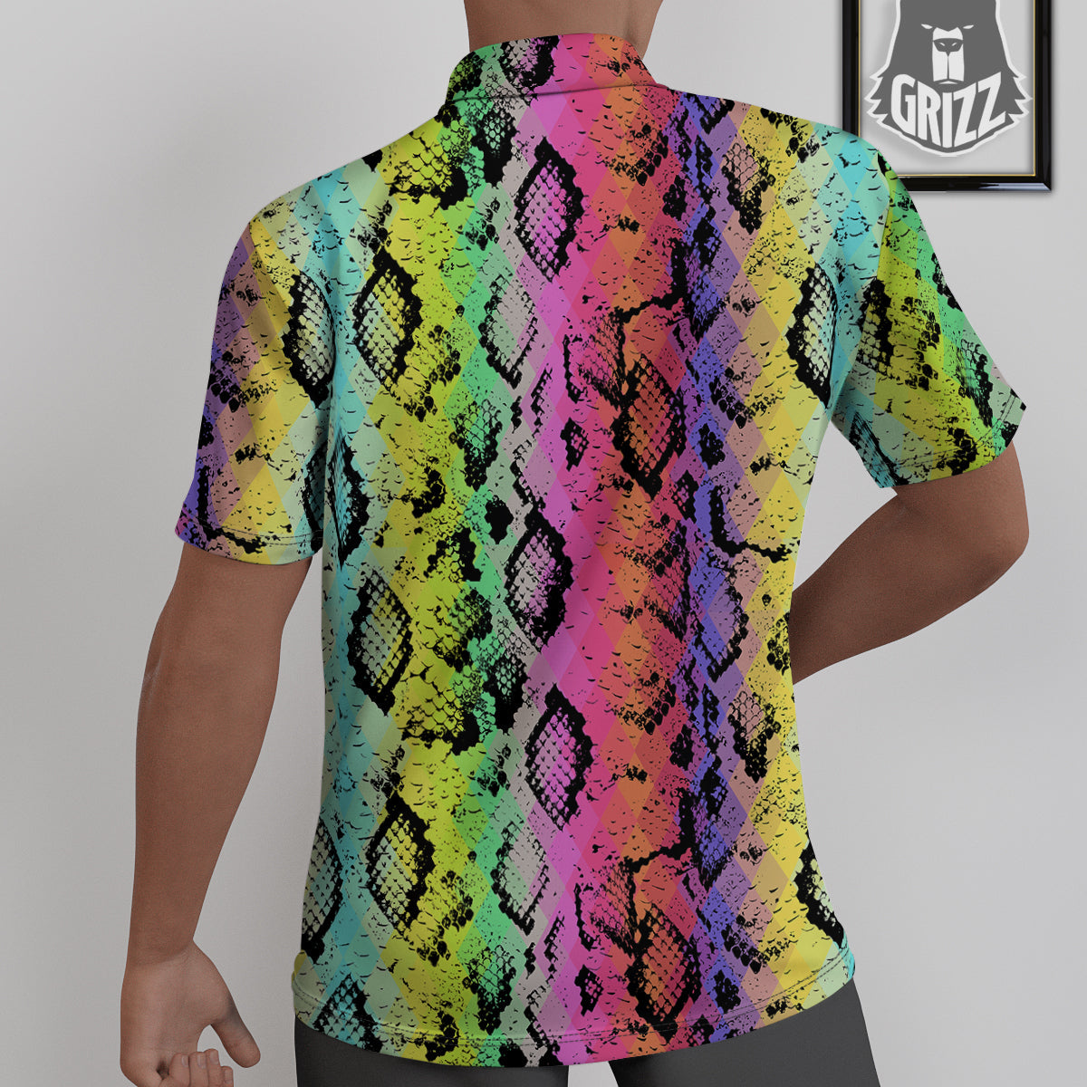 Snake Skin Psychedelic Print Untucked Shirts-grizzshop