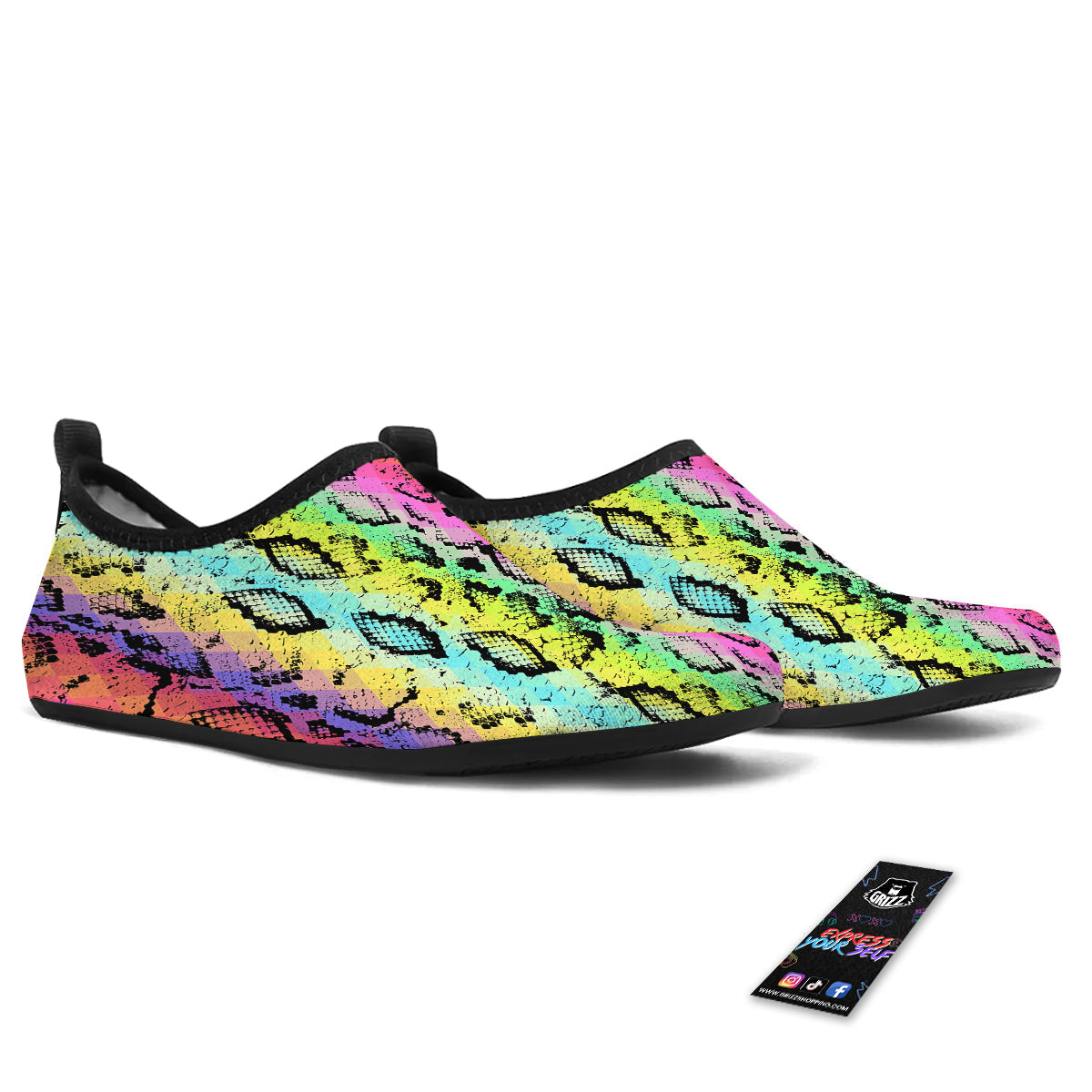 Snake Skin Psychedelic Print Water Shoes-grizzshop