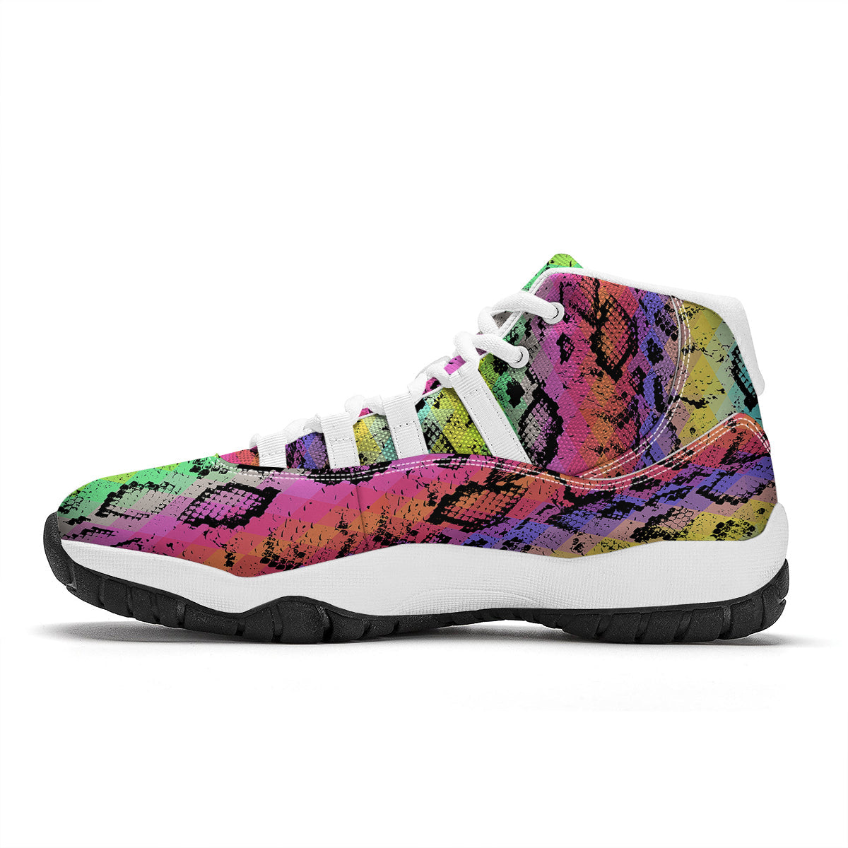 Snake Skin Psychedelic Print White Bball Shoes-grizzshop