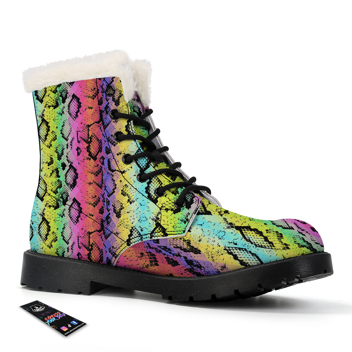 Snake Skin Psychedelic Print Winter Boots-grizzshop