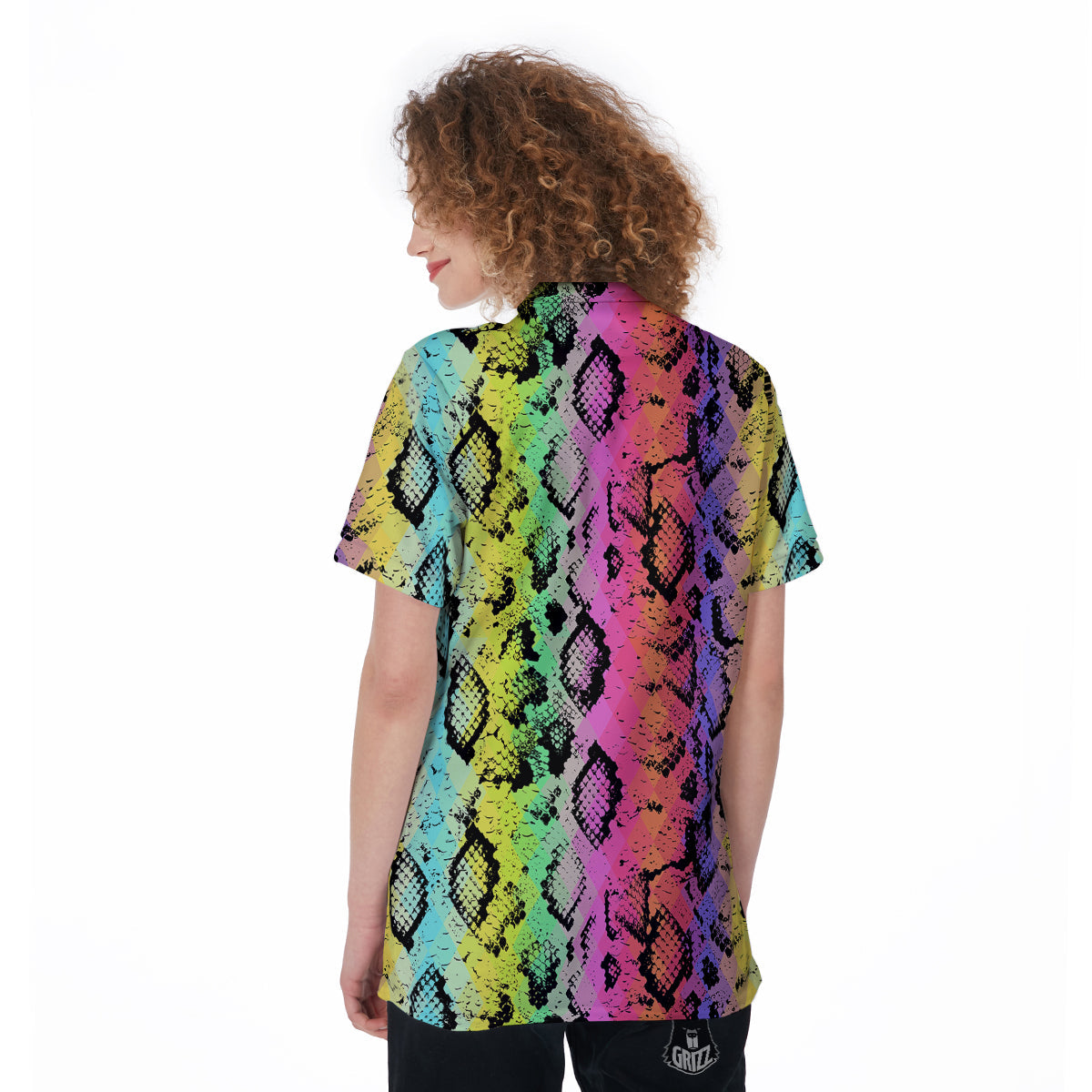 Snake Skin Psychedelic Print Women's Golf Shirts-grizzshop