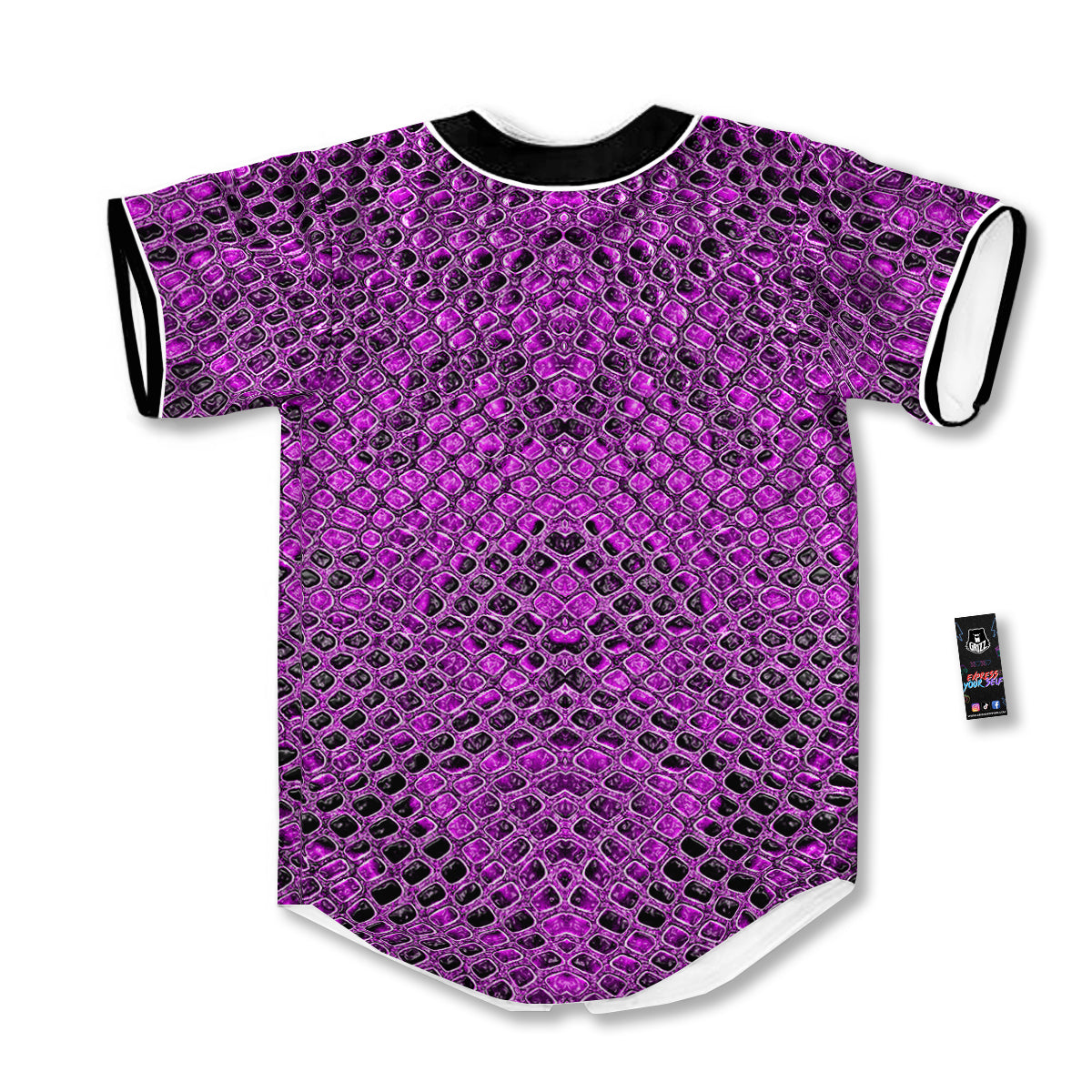 Snake Skin Purple Print Baseball Jersey-grizzshop