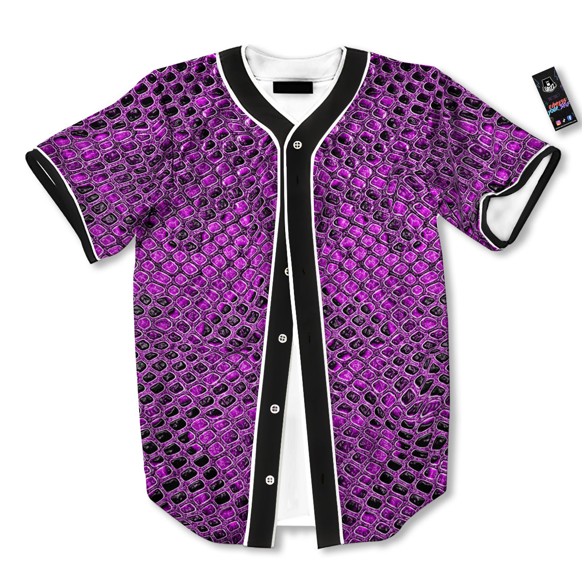 Snake Skin Purple Print Baseball Jersey-grizzshop