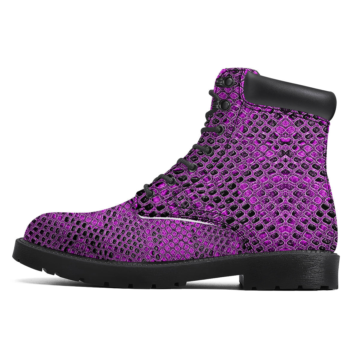 Snake Skin Purple Print Boots-grizzshop