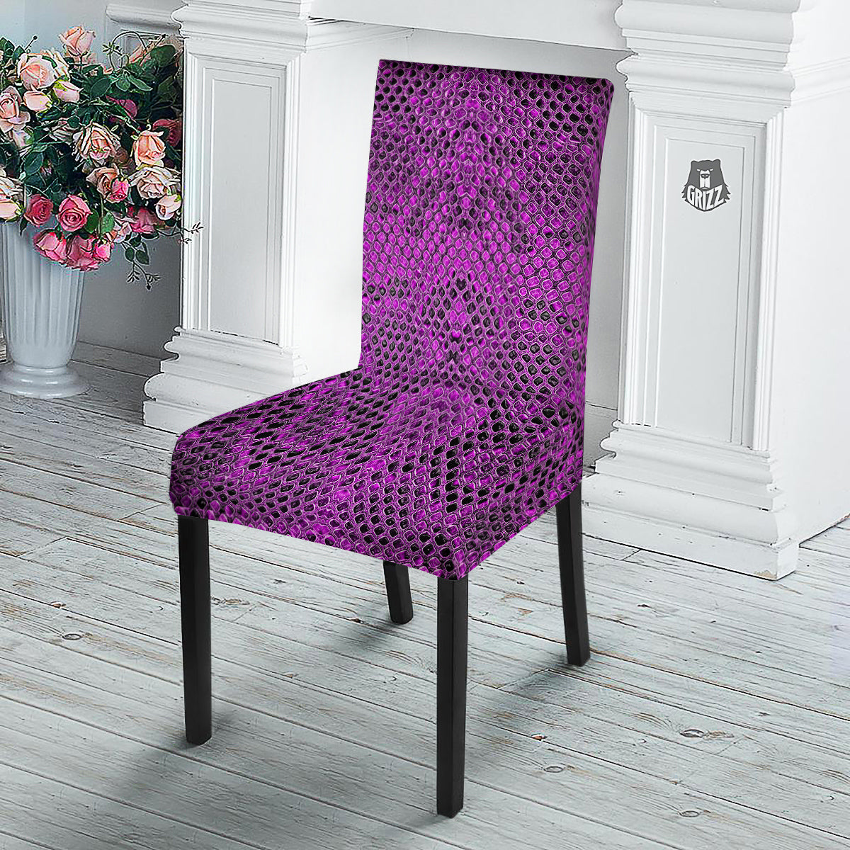 Snake Skin Purple Print Dining Chair Slipcover-grizzshop