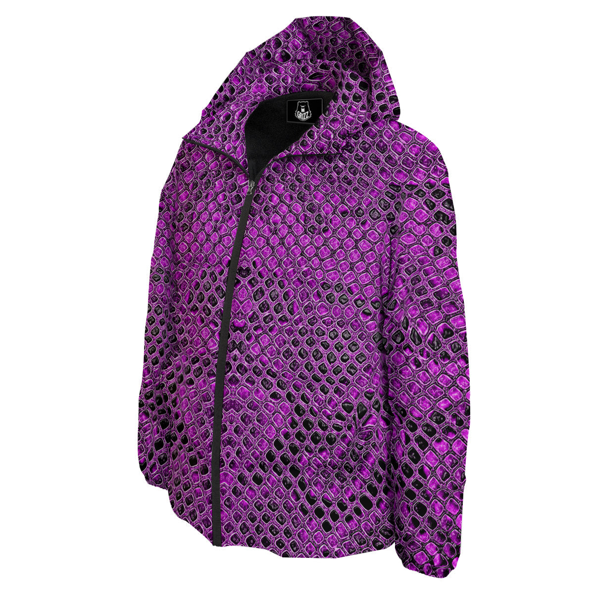 Snake Skin Purple Print Down Jacket-grizzshop