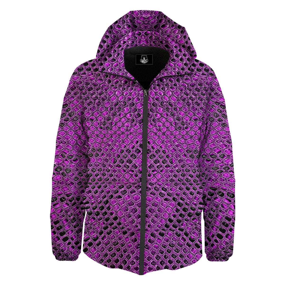 Snake Skin Purple Print Down Jacket-grizzshop