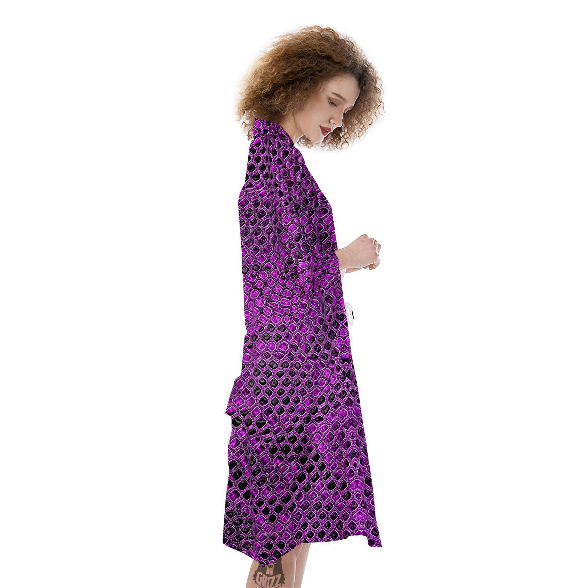 Snake Skin Purple Print Kimono-grizzshop