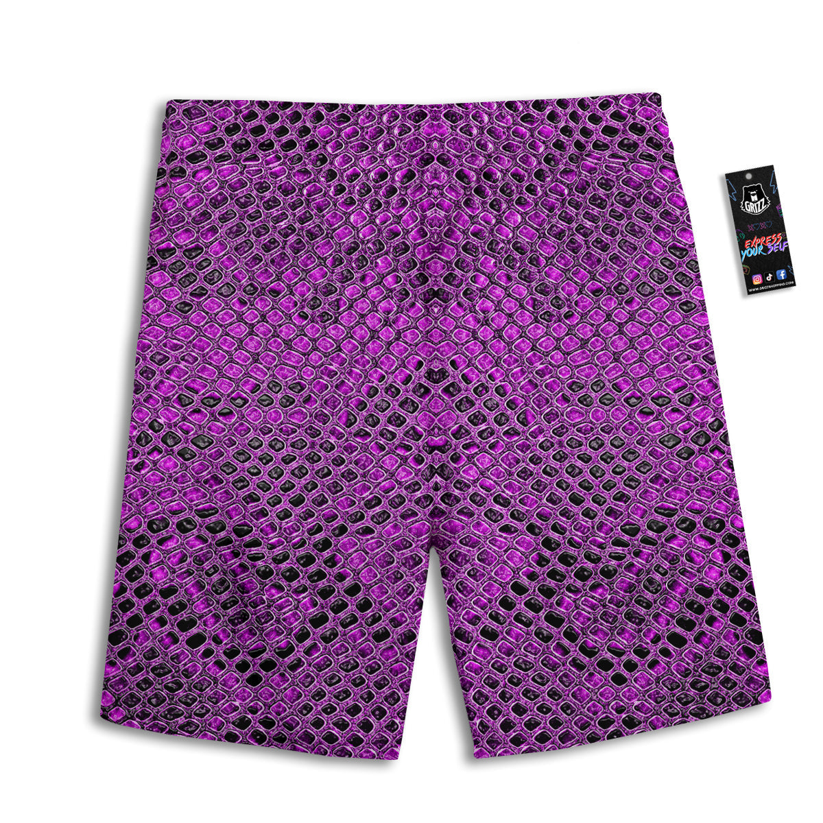 Snake Skin Purple Print Men's Athletic Shorts