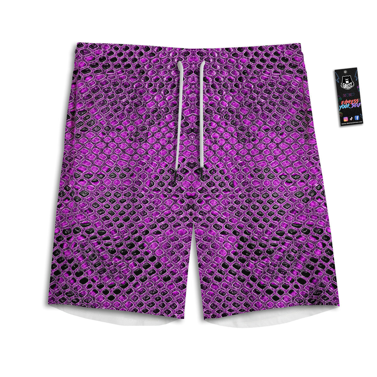 Snake Skin Purple Print Men's Athletic Shorts