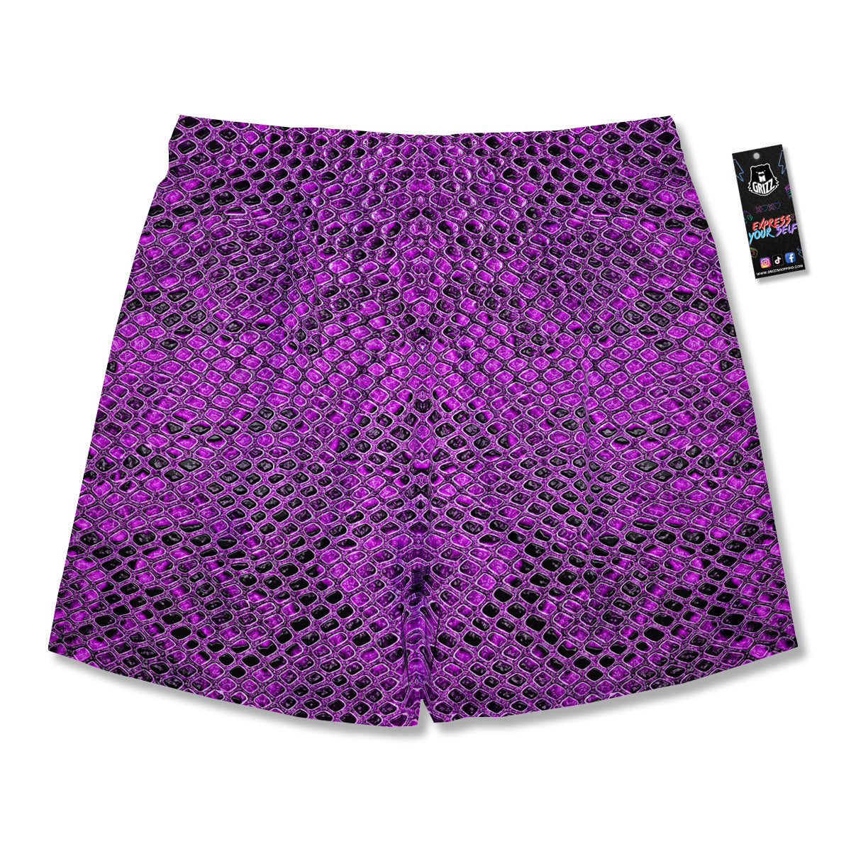 Snake Skin Purple Print Men's Running Shorts-grizzshop