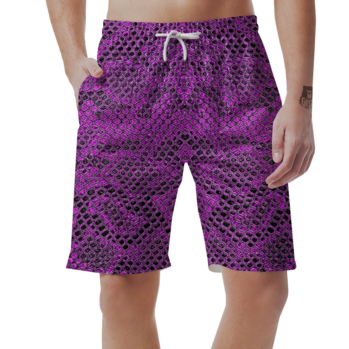 Snake Skin Purple Print Men's Shorts-grizzshop