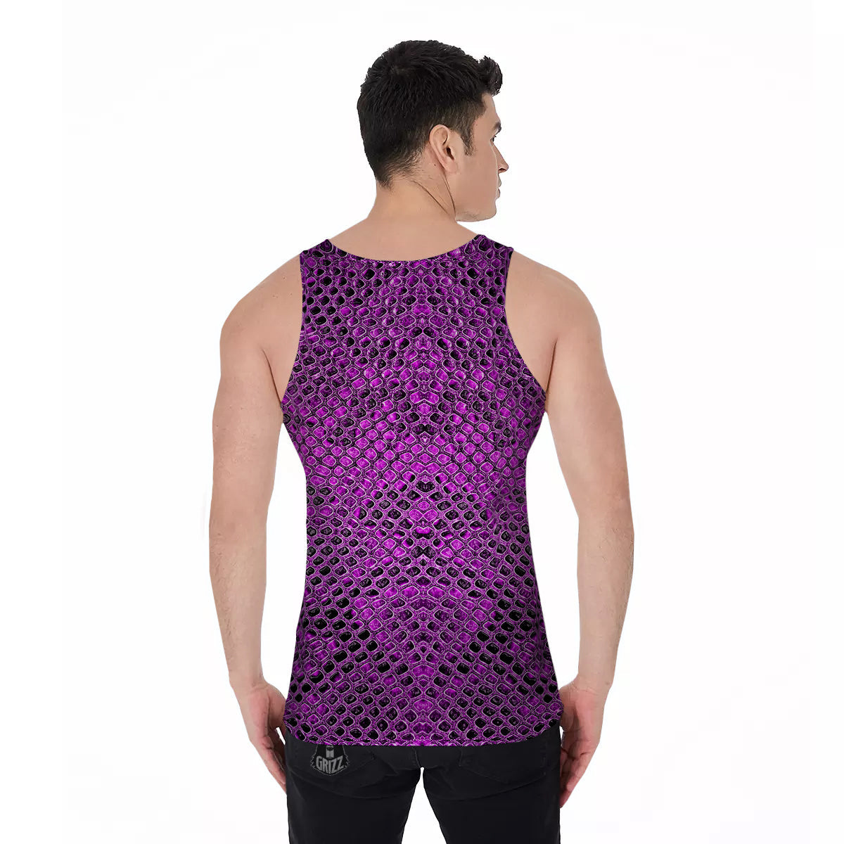 Snake Skin Purple Print Men's Tank Top-grizzshop