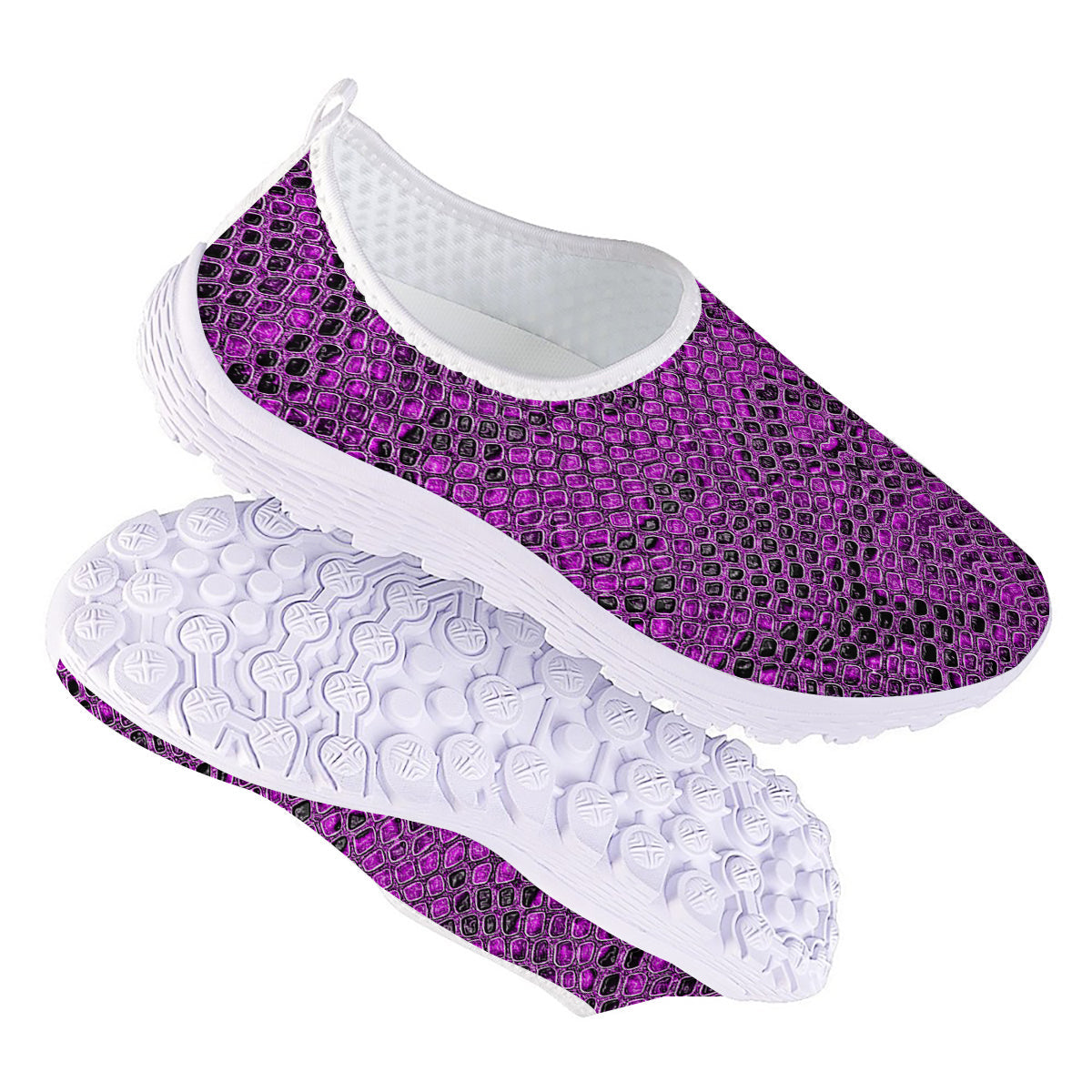 Snake Skin Purple Print Nurse Shoes-grizzshop