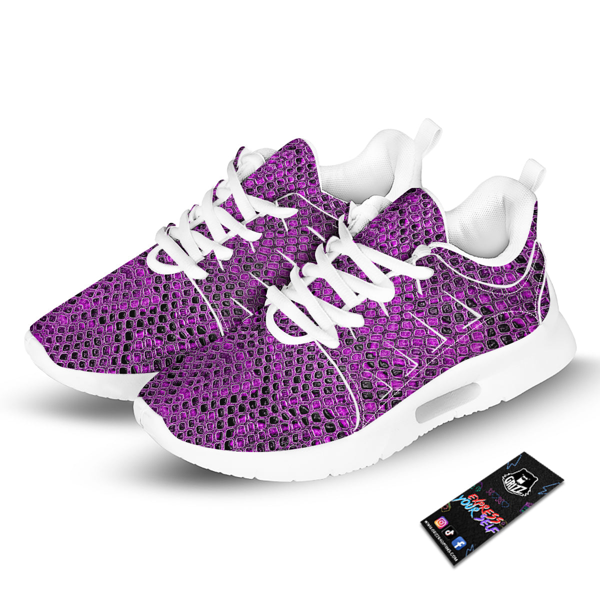 Snake Skin Purple Print Tennis Shoes-grizzshop