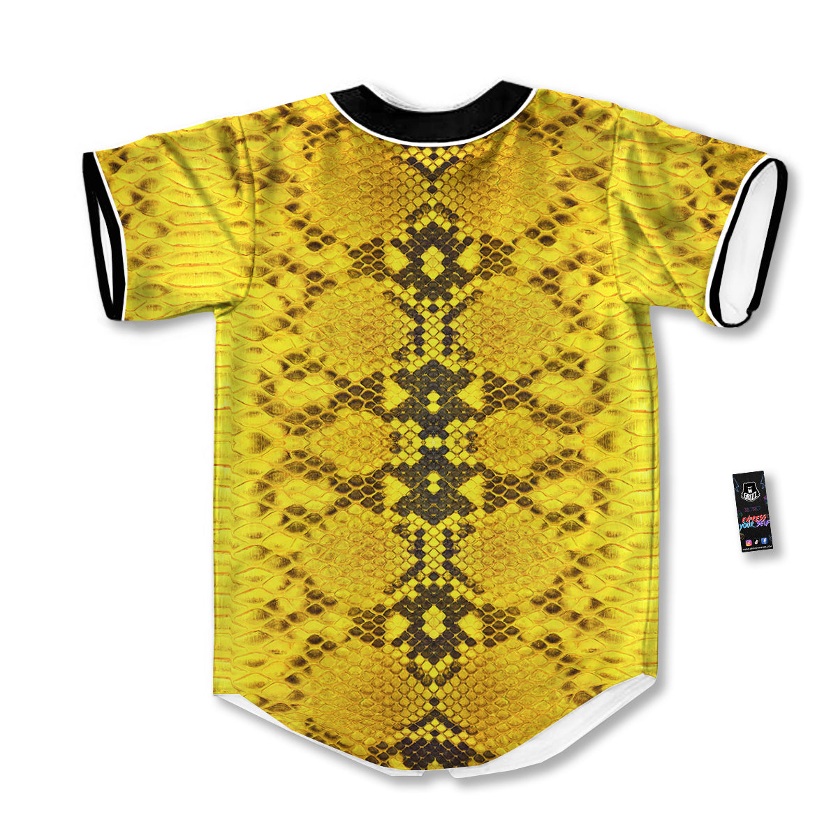 Snake Skin Yellow Print Baseball Jersey-grizzshop