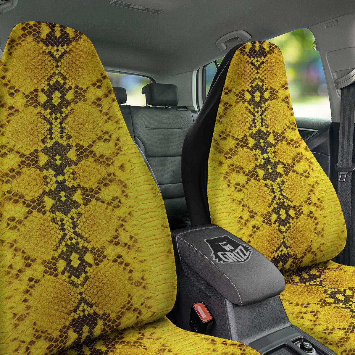 Snake Skin Yellow Print Car Seat Covers-grizzshop