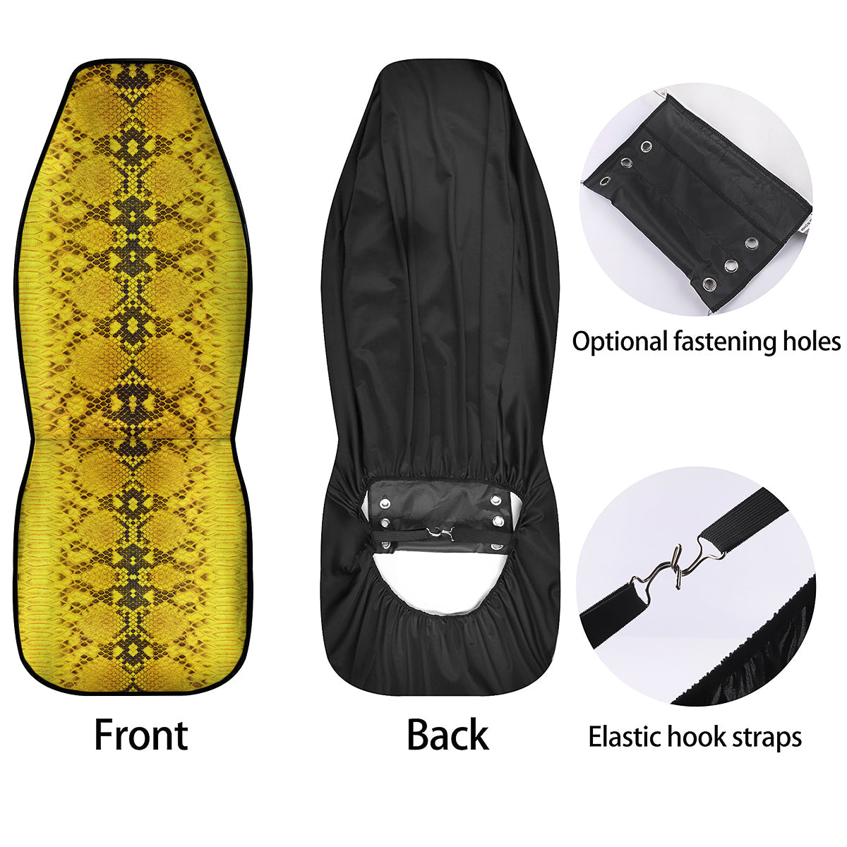 Snake Skin Yellow Print Car Seat Covers-grizzshop