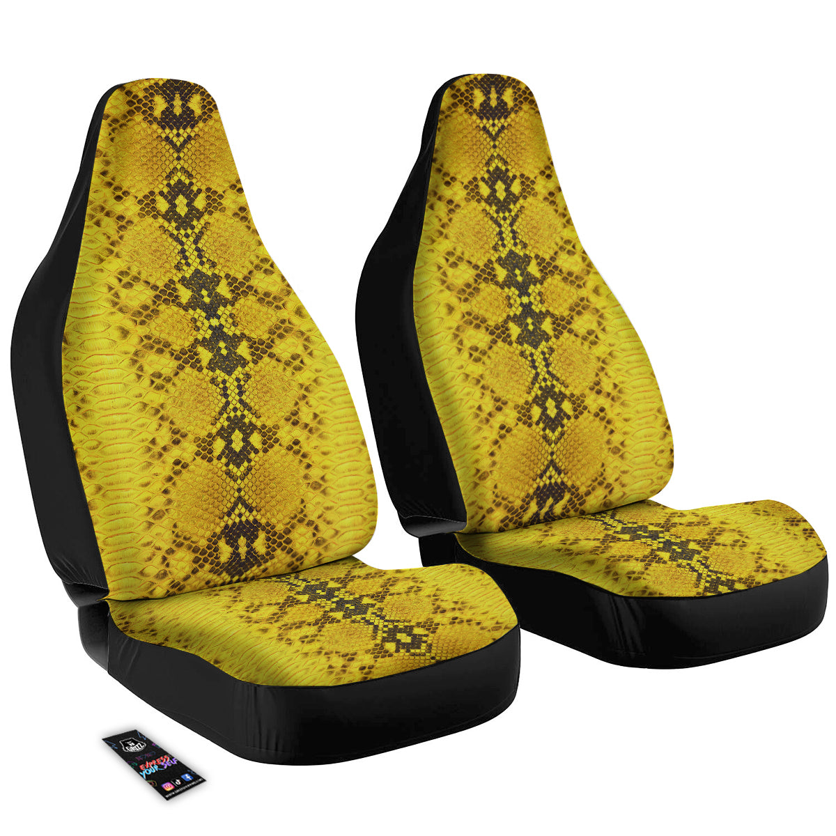 Snake Skin Yellow Print Car Seat Covers-grizzshop