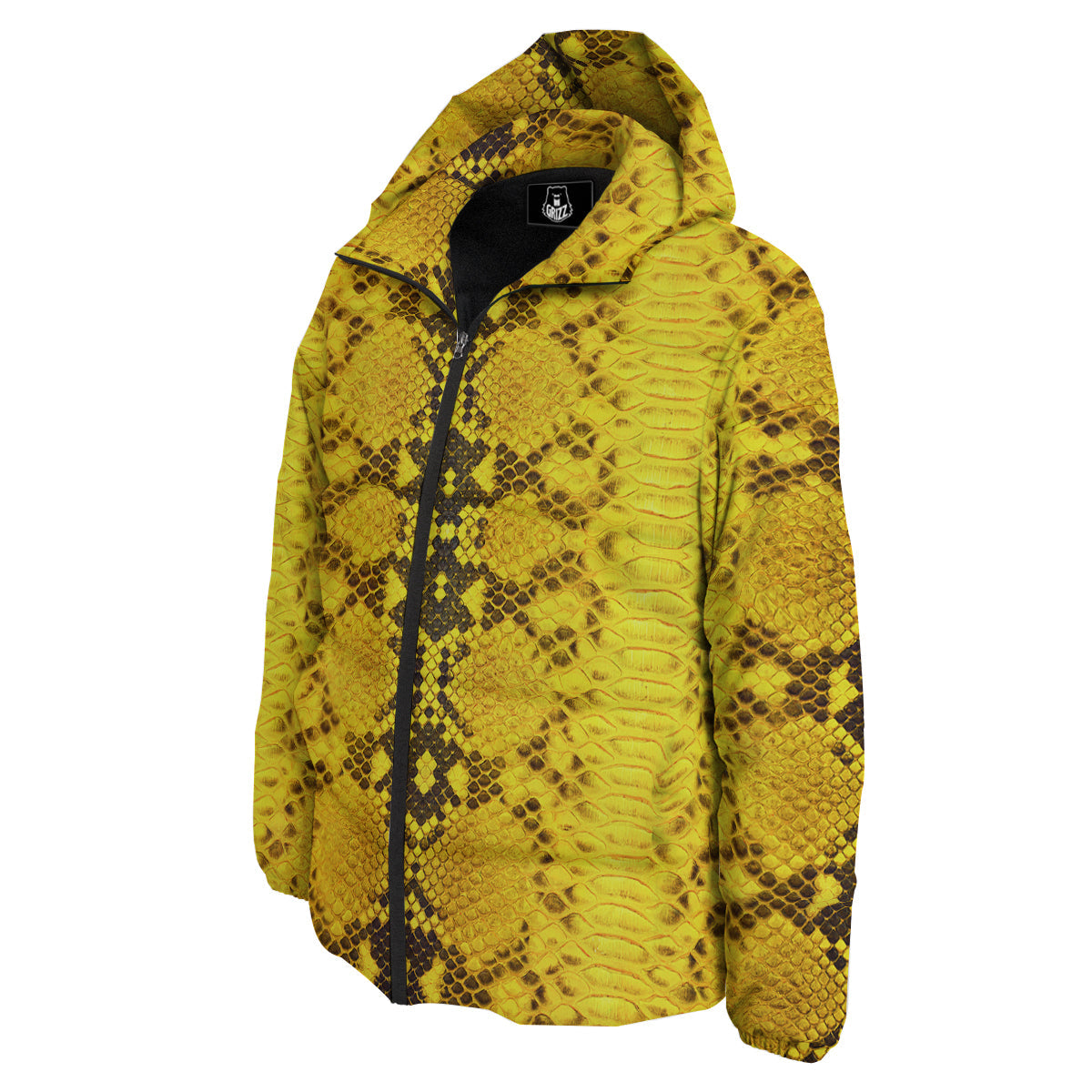 Snake Skin Yellow Print Down Jacket-grizzshop