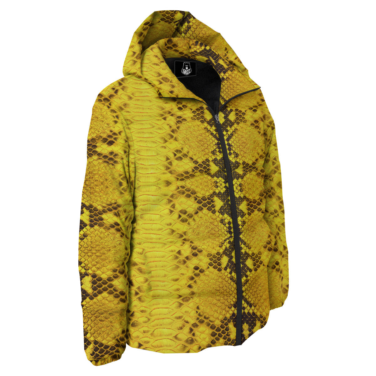 Snake Skin Yellow Print Down Jacket-grizzshop