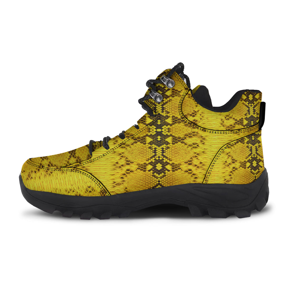 Snake Skin Yellow Print Hiking Shoes-grizzshop