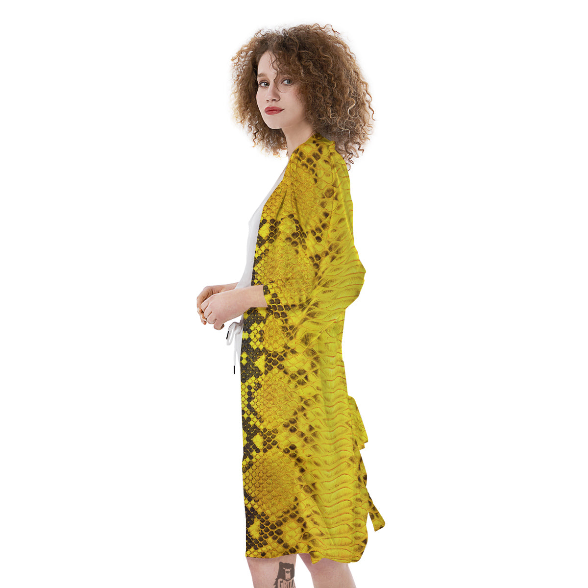 Snake Skin Yellow Print Kimono-grizzshop