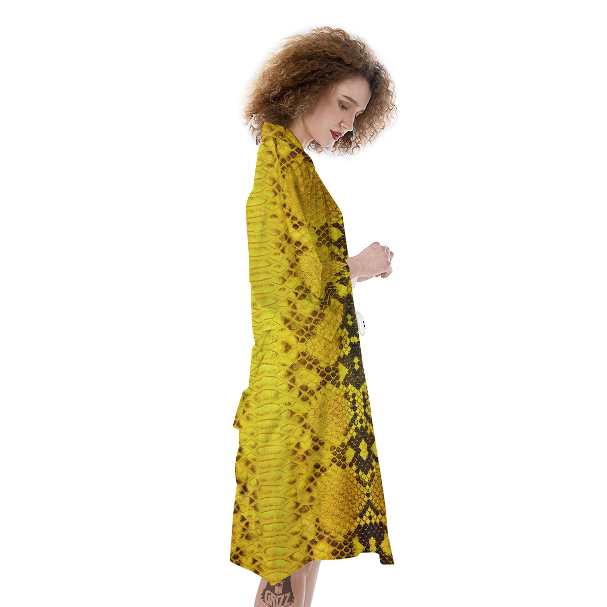Snake Skin Yellow Print Kimono-grizzshop