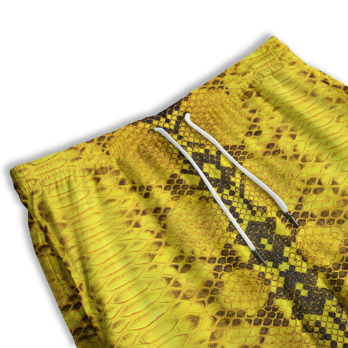 Snake Skin Yellow Print Men's Athletic Shorts