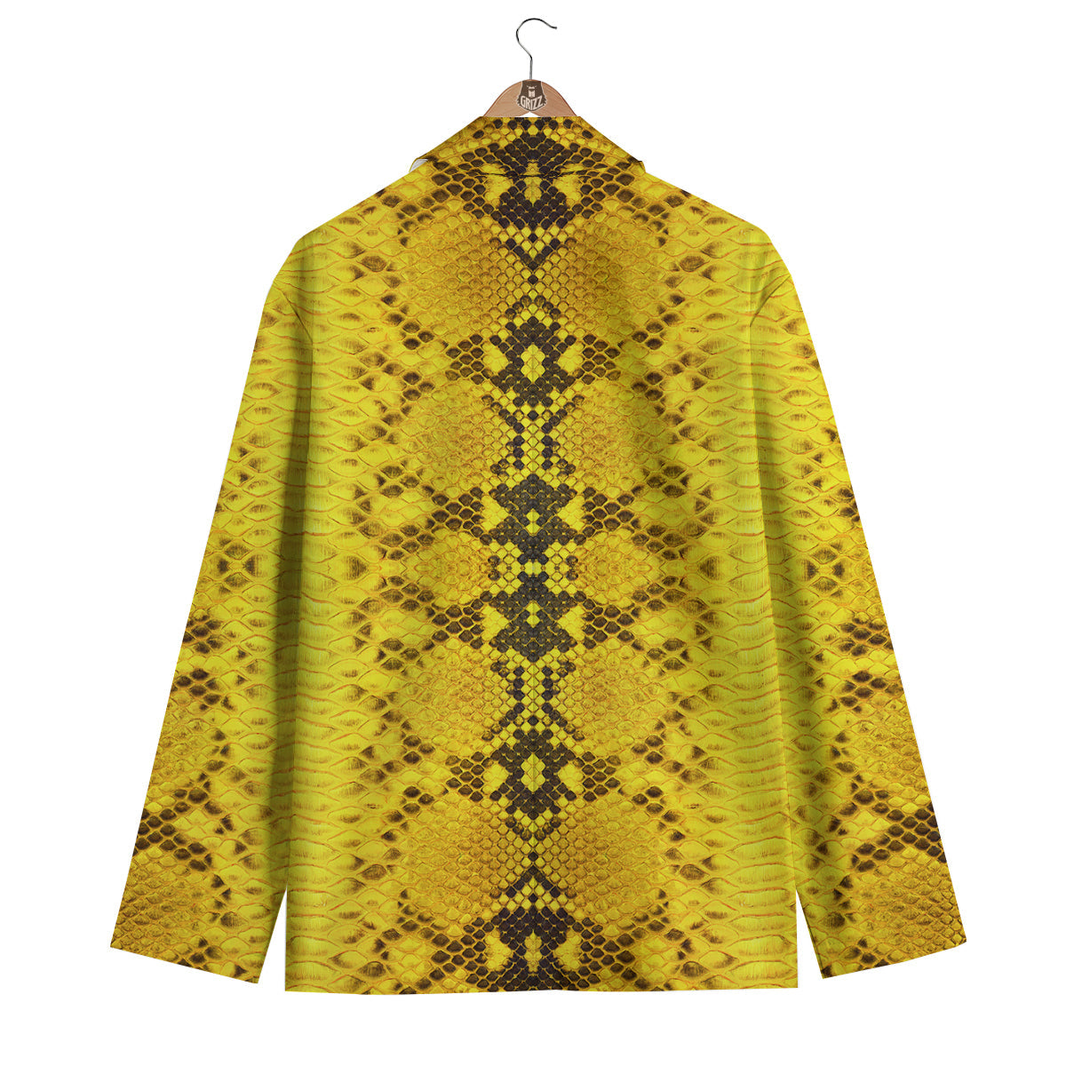 Snake Skin Yellow Print Men's Blazer-grizzshop