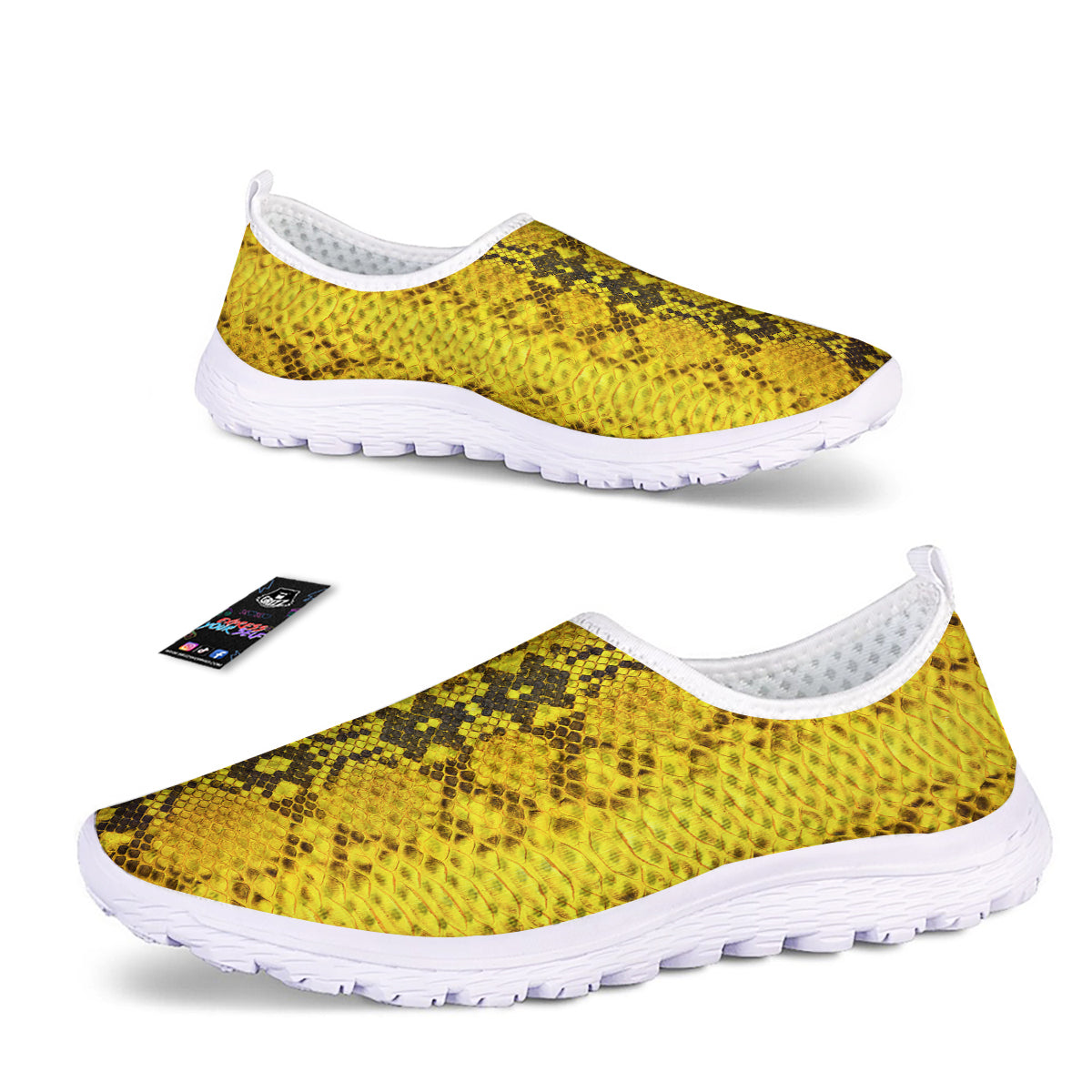 Snake Skin Yellow Print Nurse Shoes-grizzshop