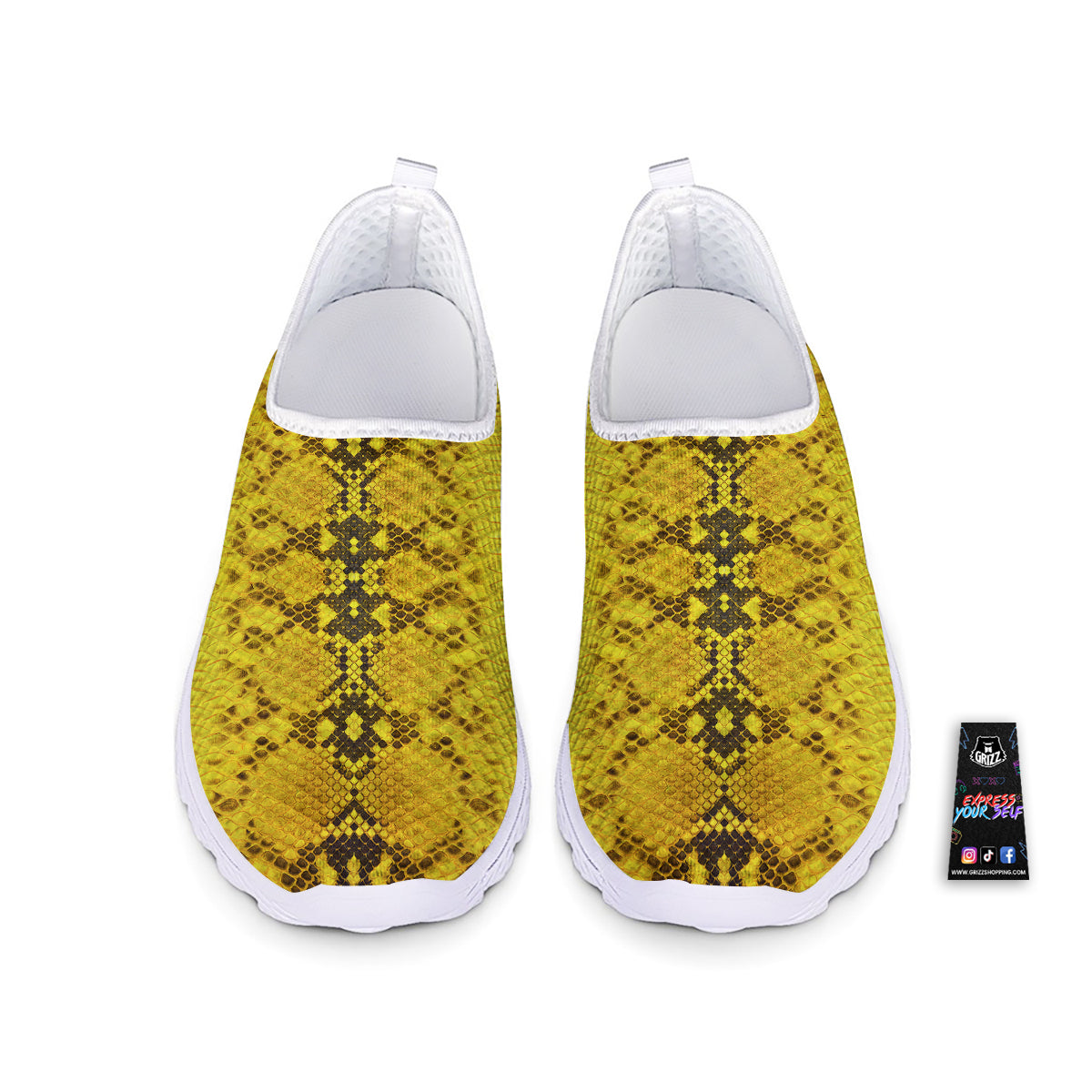 Snake Skin Yellow Print Nurse Shoes-grizzshop