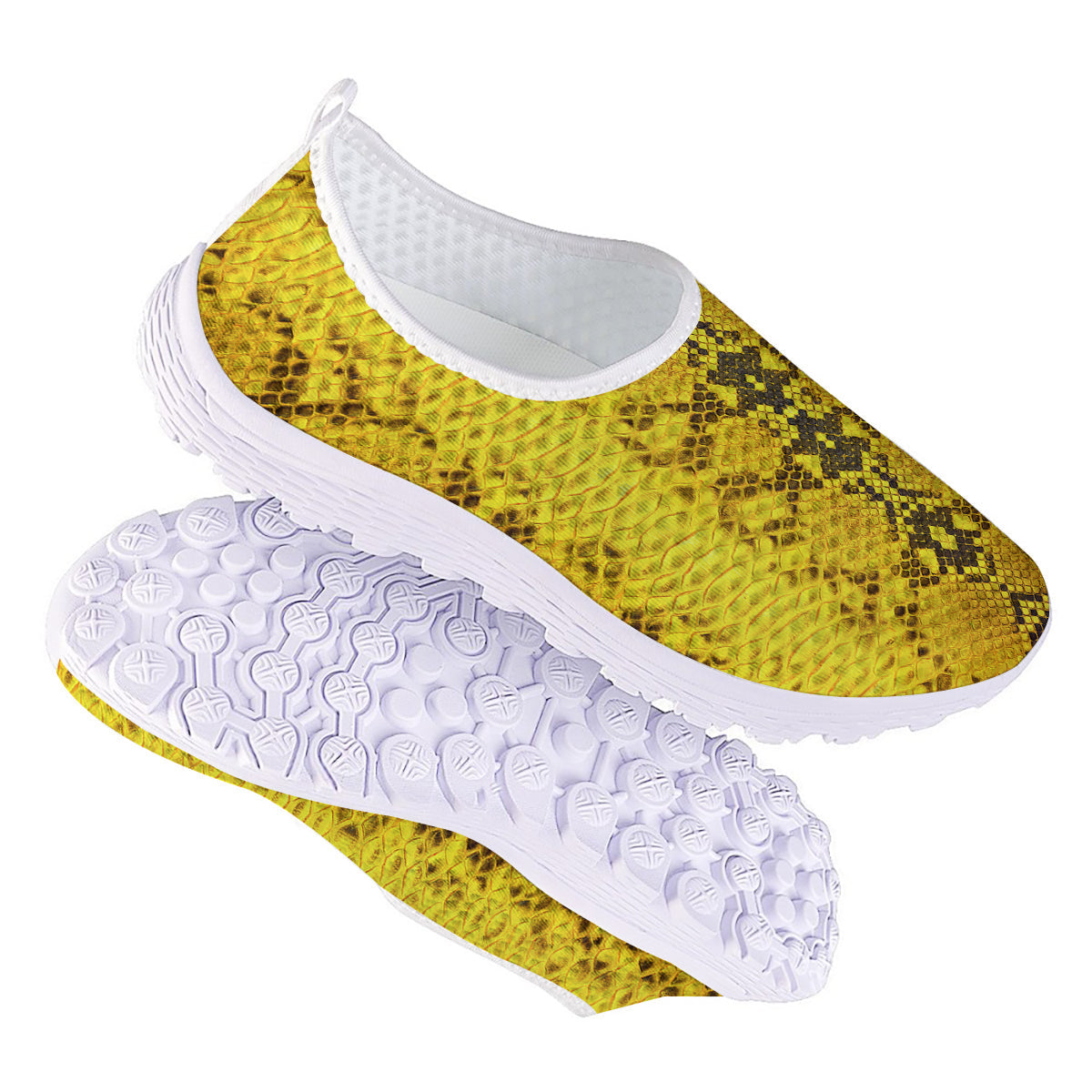 Snake Skin Yellow Print Nurse Shoes-grizzshop