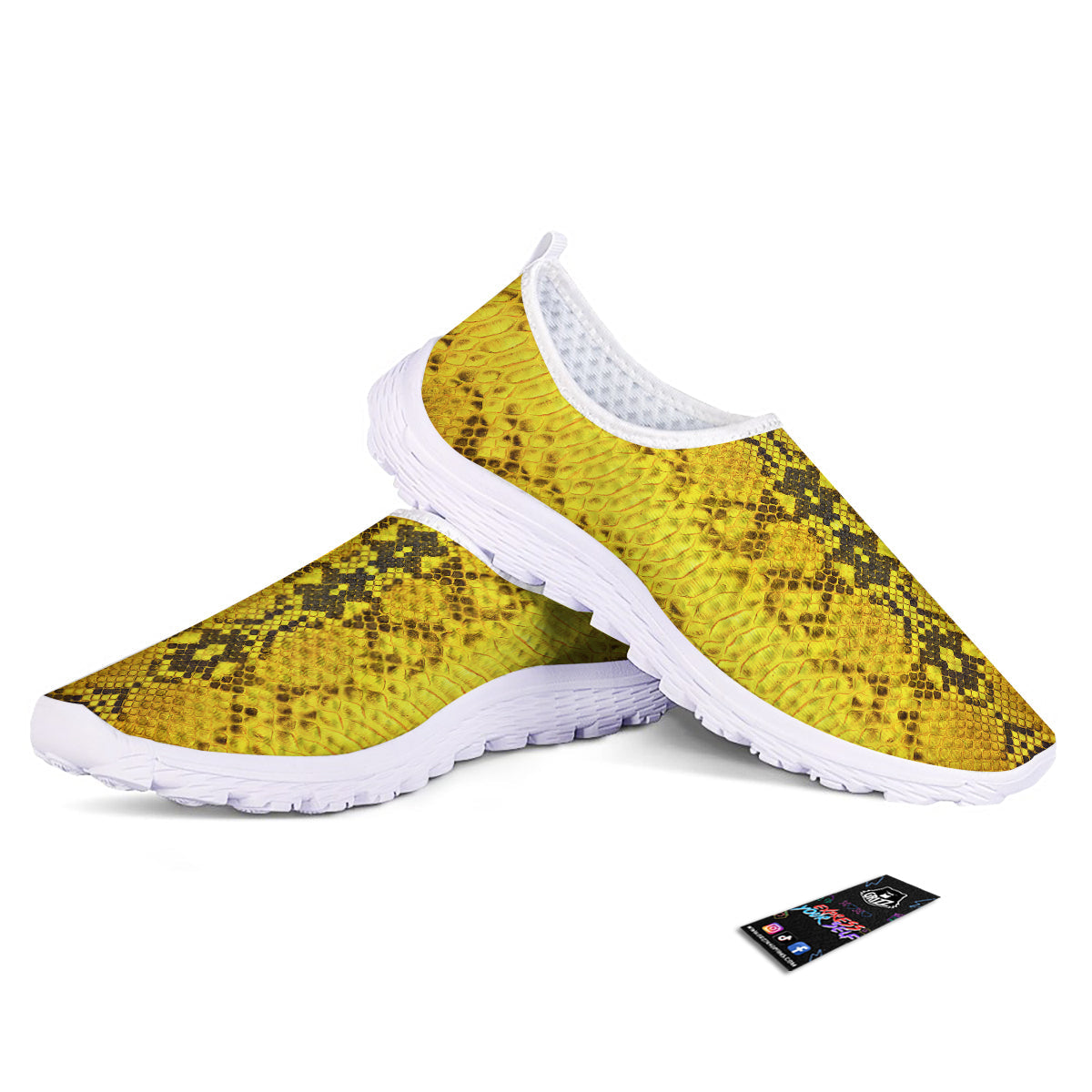 Snake Skin Yellow Print Nurse Shoes-grizzshop