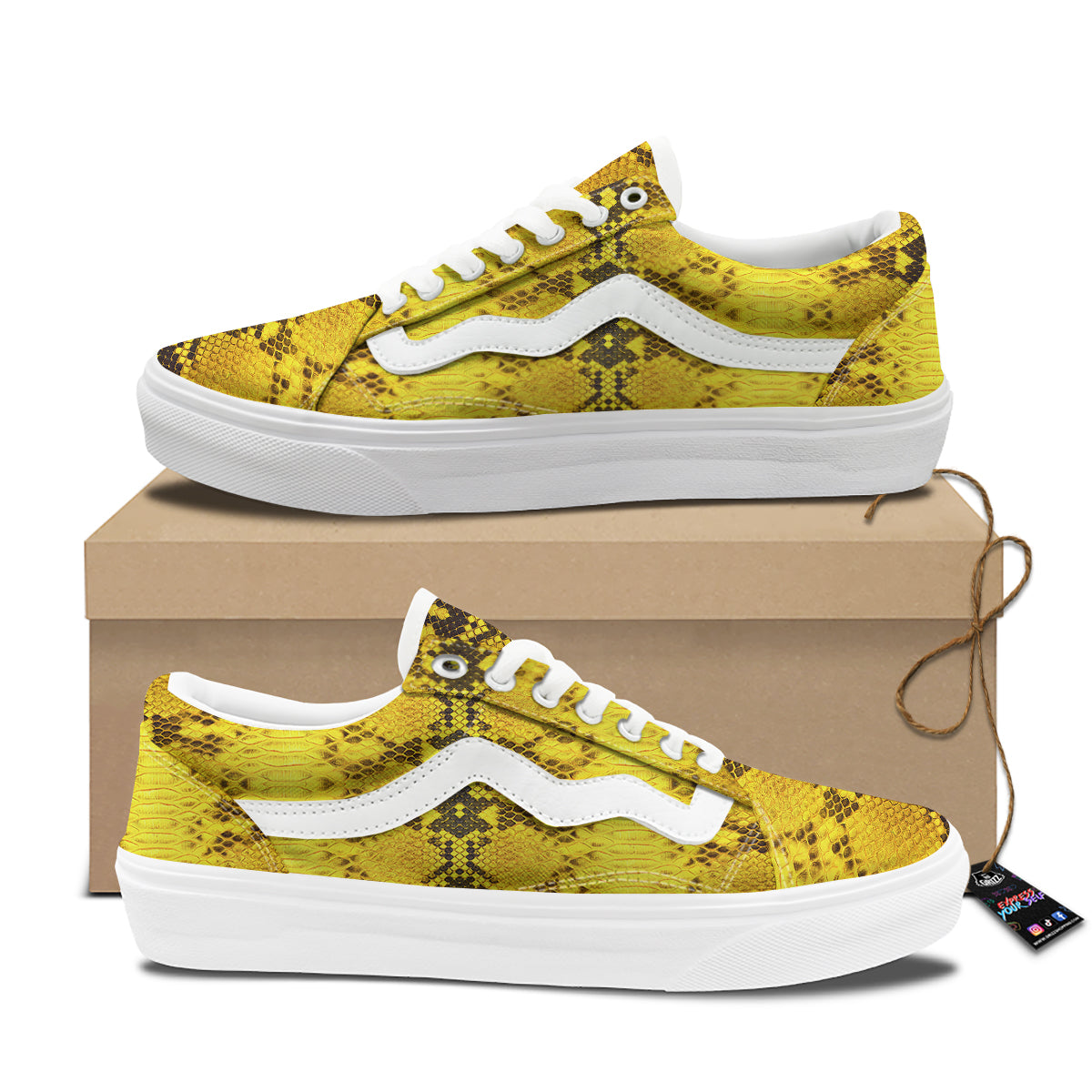 Snake Skin Yellow Print Skate Shoes-grizzshop