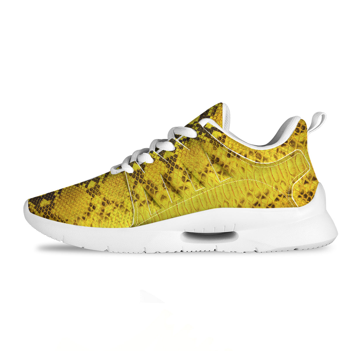 Snake Skin Yellow Print Tennis Shoes-grizzshop
