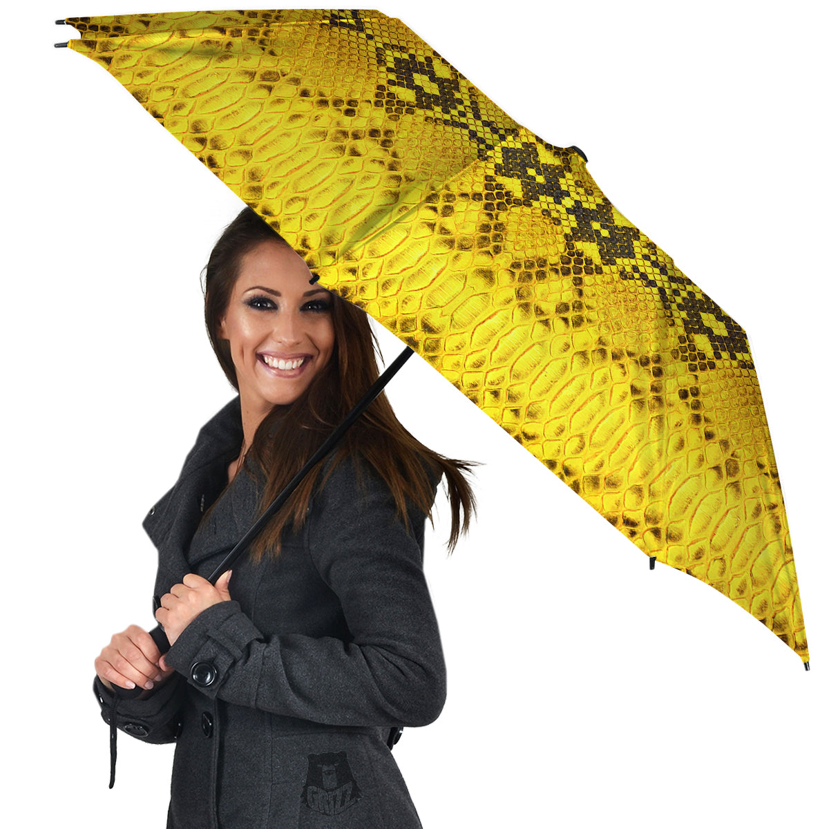 Snake Skin Yellow Print Umbrella-grizzshop