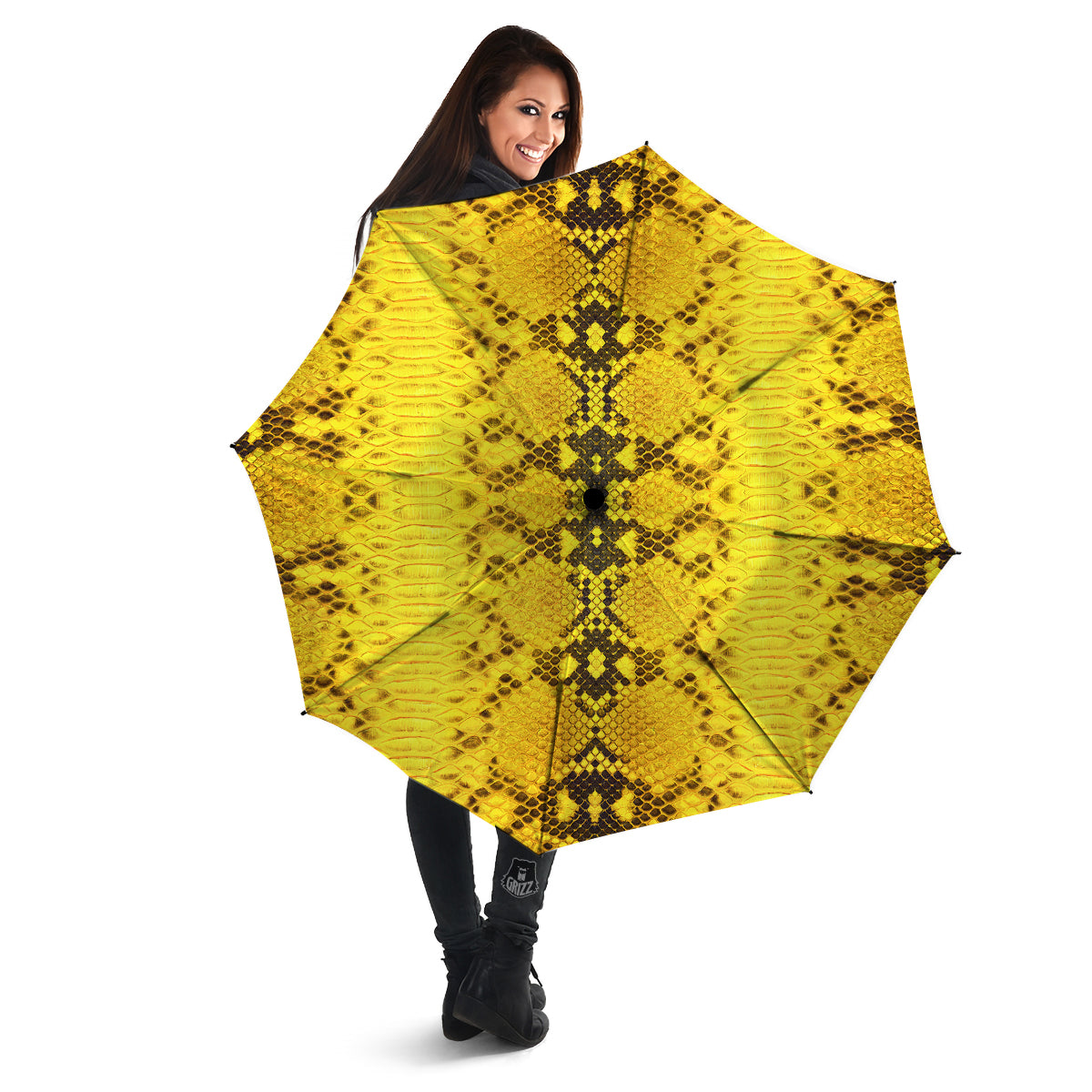 Snake Skin Yellow Print Umbrella-grizzshop