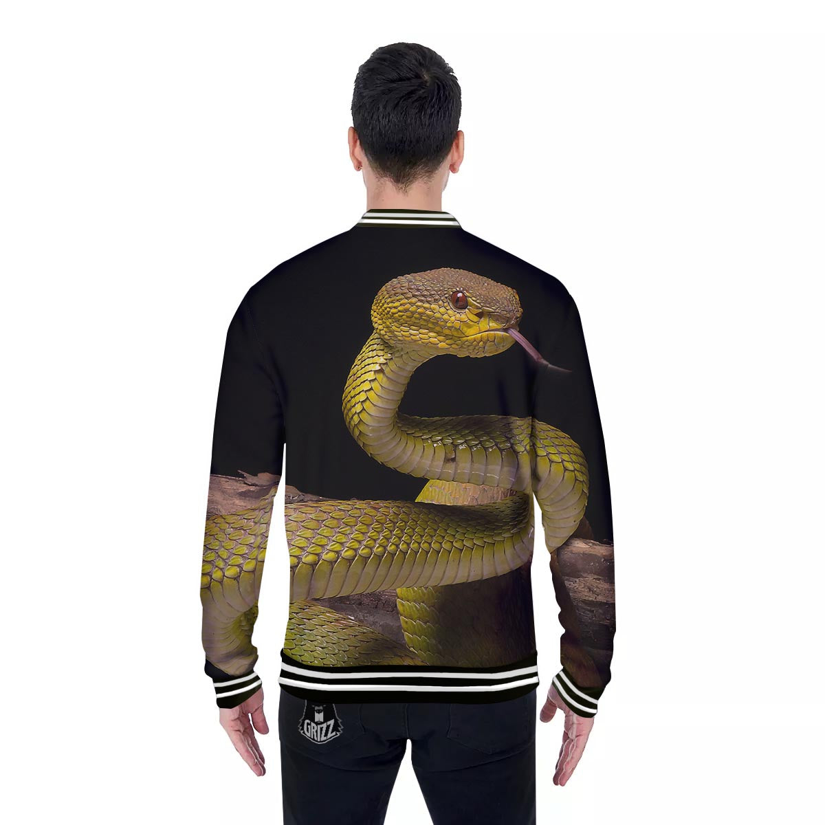 Snake Trimeresurus Albolabris Print Baseball Jacket-grizzshop