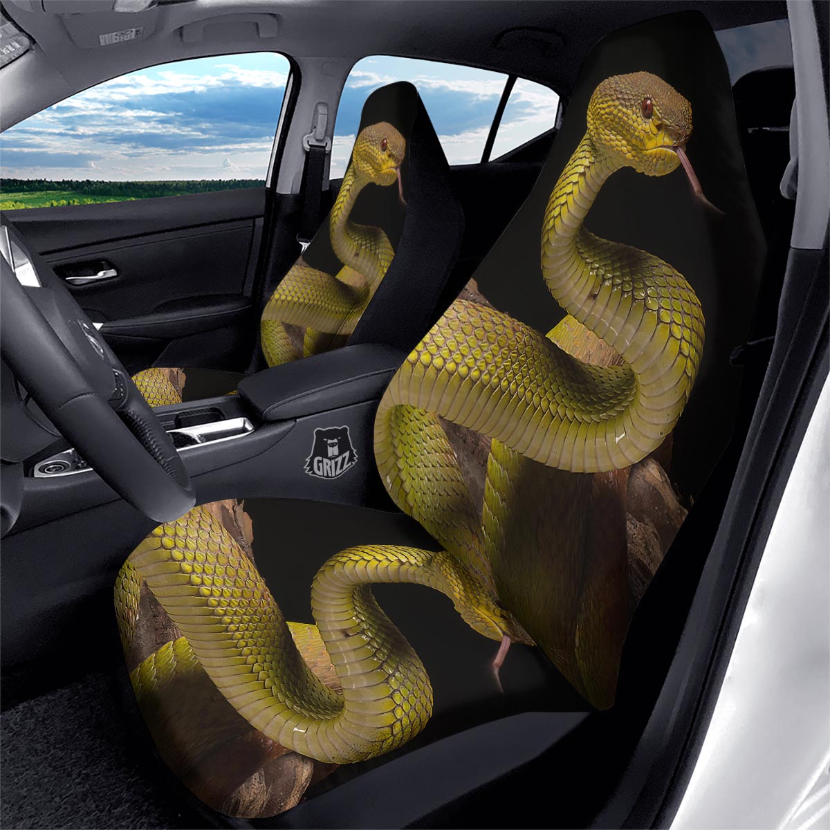 Snake Trimeresurus Albolabris Print Car Seat Covers-grizzshop