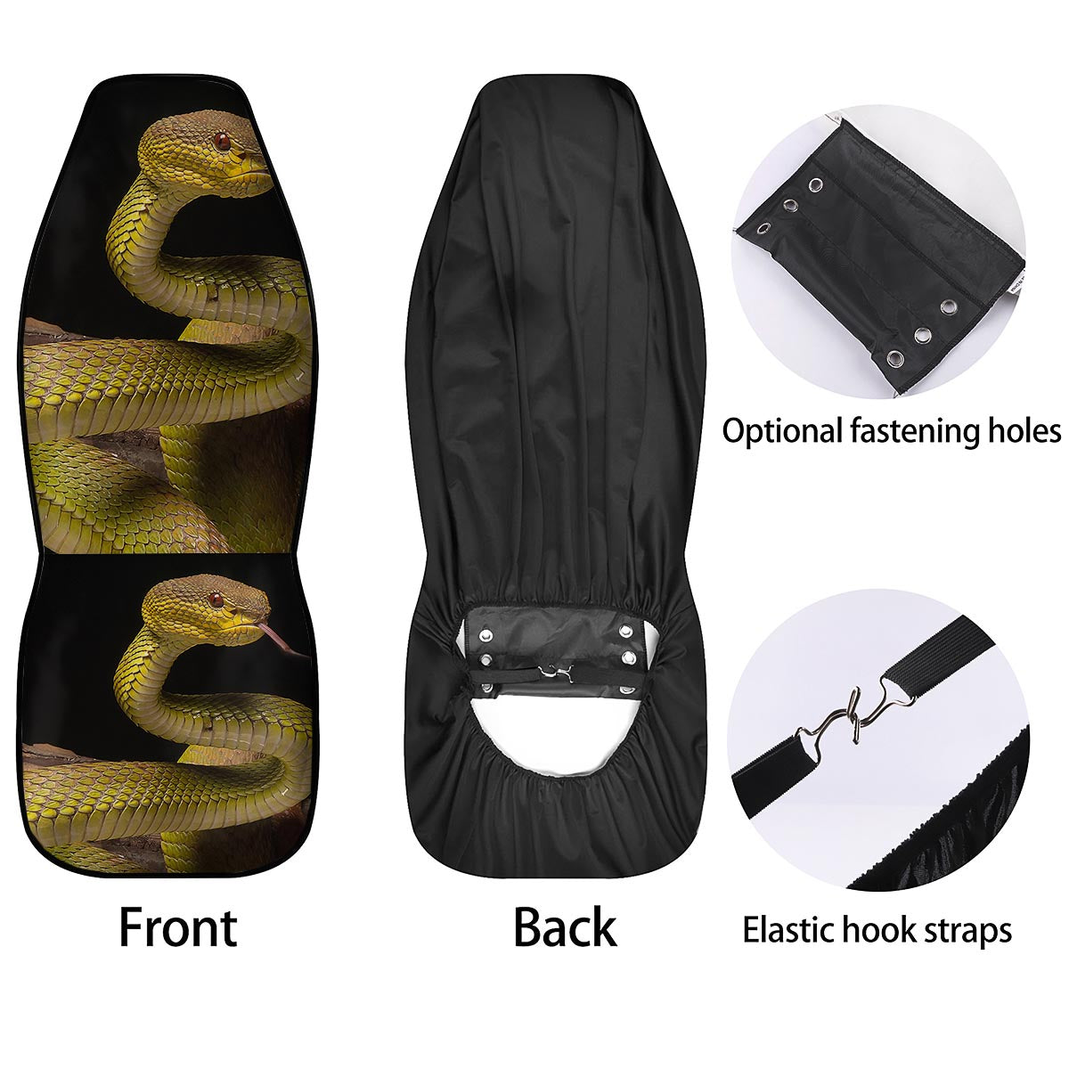 Snake Trimeresurus Albolabris Print Car Seat Covers-grizzshop