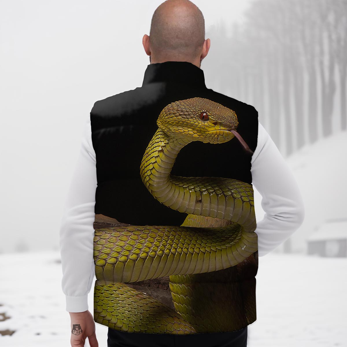 Snake Trimeresurus Albolabris Print Down Vest