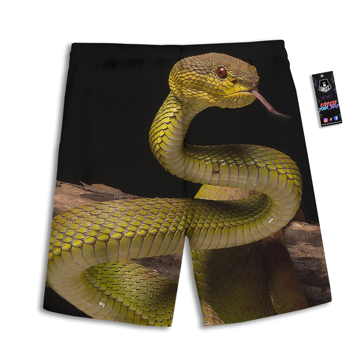 Snake Trimeresurus Albolabris Print Men's Athletic Shorts